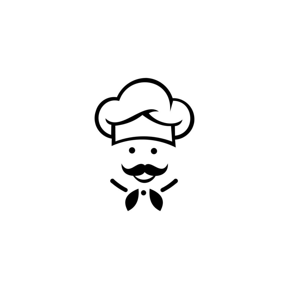 chef-kok in een kookhoed vector logo. icoon of symbool voor design menu restaurant, kookclub, food studio of home cooking.