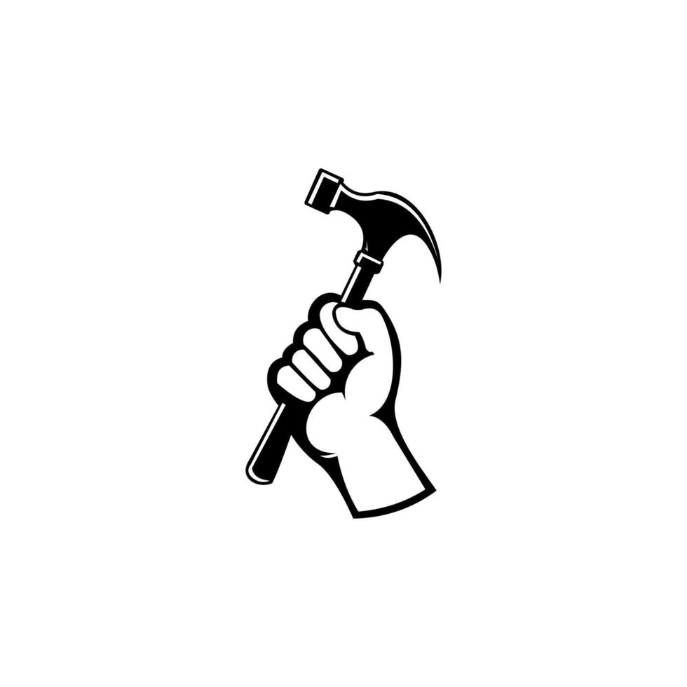 hummer in hand pictogram logo ontwerp illustratie illustratie sjabloon. sjabloon voor bouwlogo vector