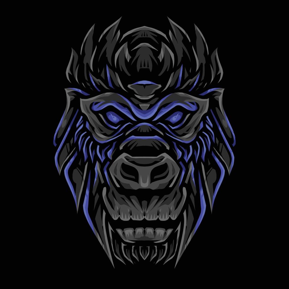 schedel blauwe gorilla hoofd vectorillustratie vector