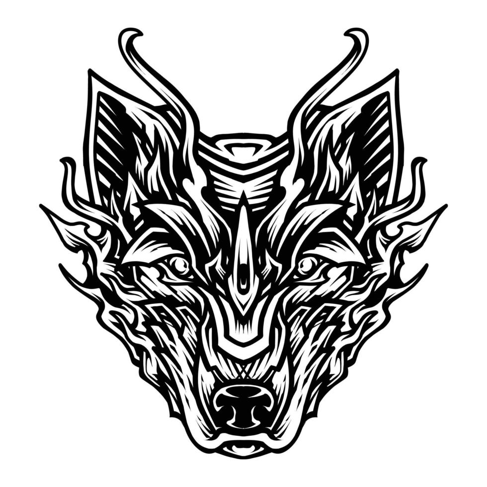 wolf hoofd lijn kunst vectorillustratie vector