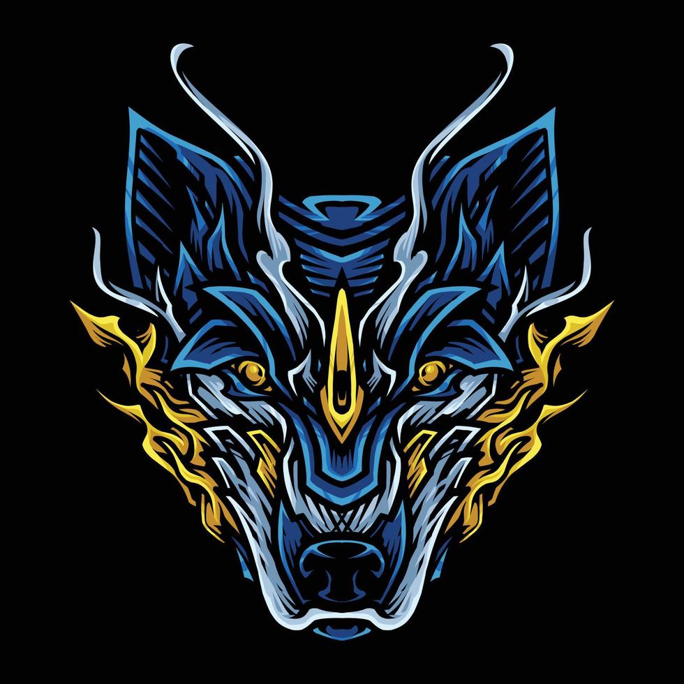 wolf blauw hoofd vectorillustratie vector