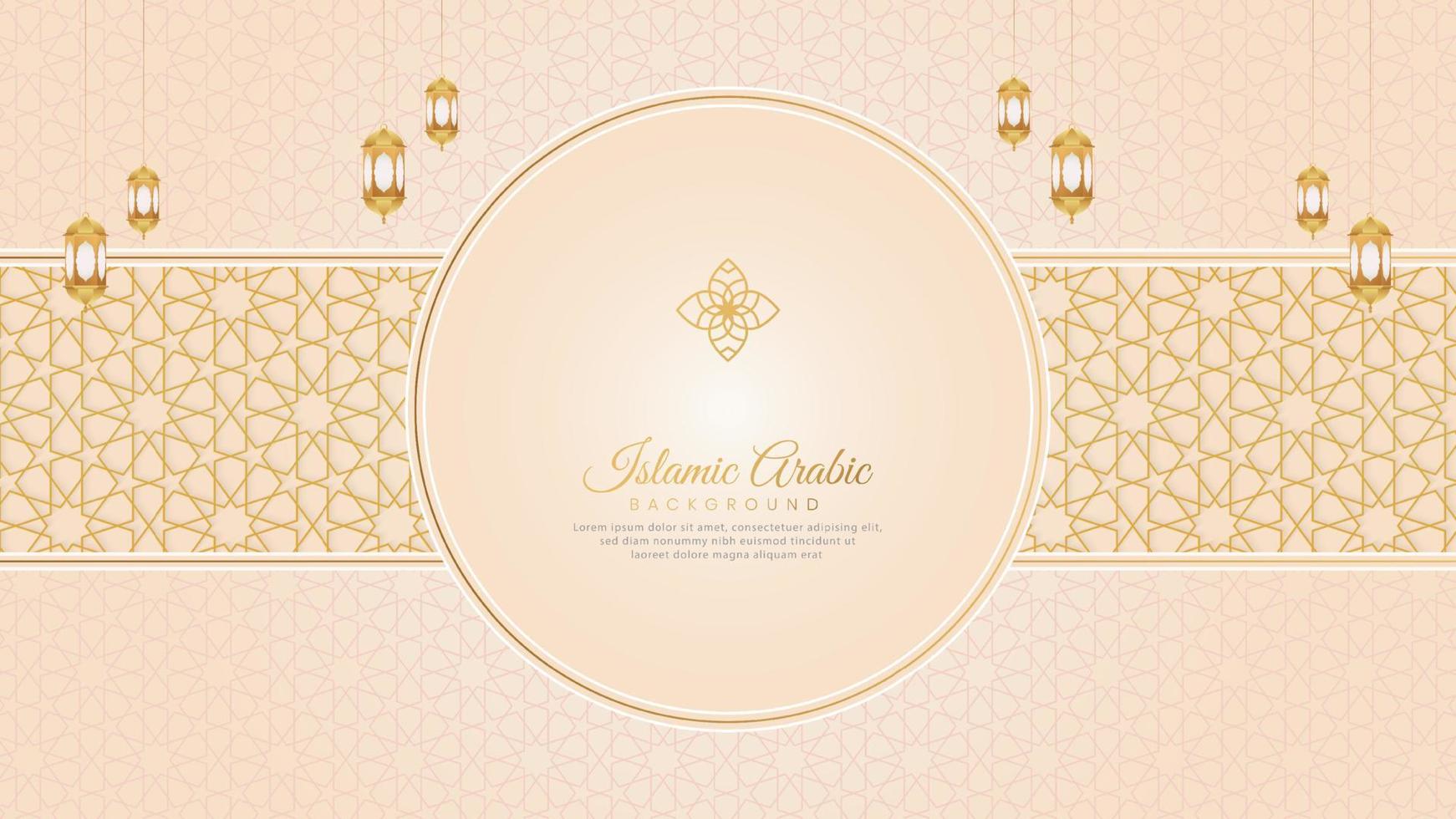 islamitische arabische witte luxe patroon achtergrond met prachtig ornament en lantaarns vector