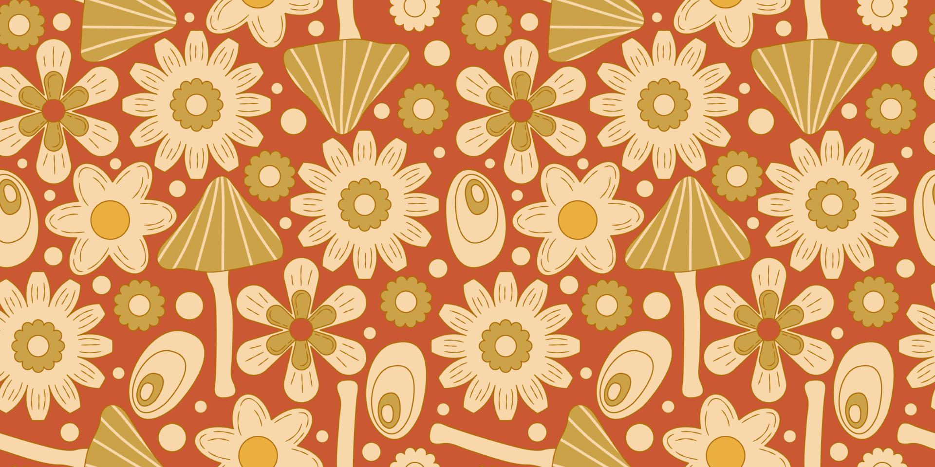 hip y2k retro naadloos patroon met bloem. retro vectorillustratie. hip bloem achtergrond. kleurrijke hippie naadloze patroonillustratie vector
