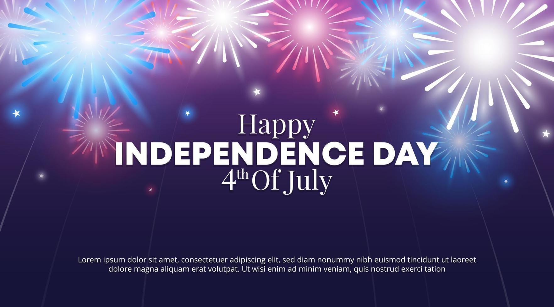 gelukkige 4 juli onafhankelijkheidsdag achtergrond met vuurwerkillustratie vector