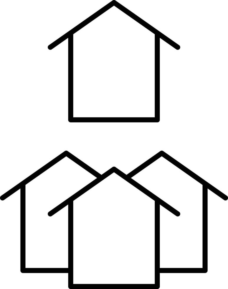 huis cluster dunne lijn eenvoudig pictogram vector