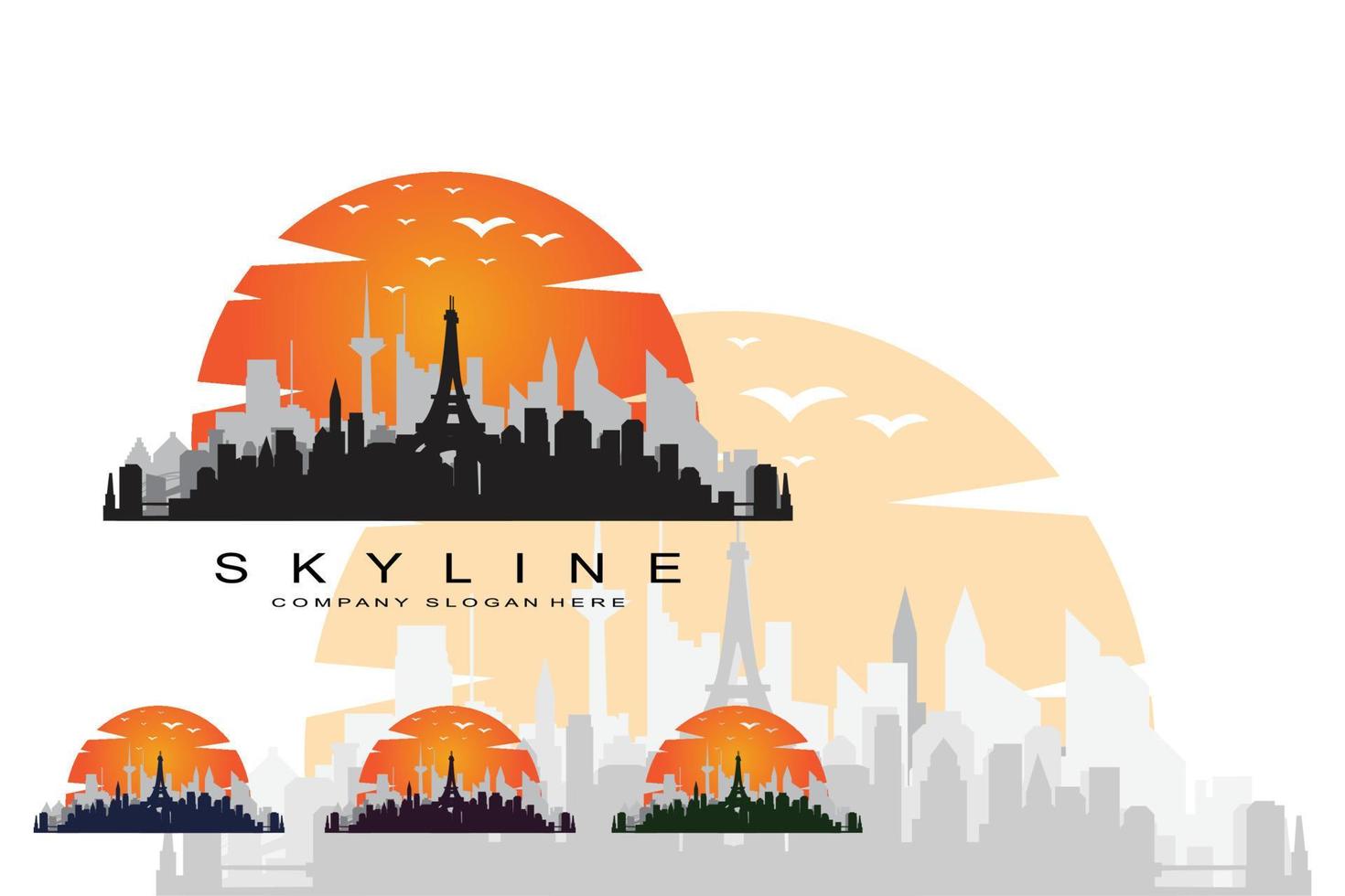 skyline van de stad, wolkenkrabber voor stedelijk onroerend goed gebouw logo ontwerp vector