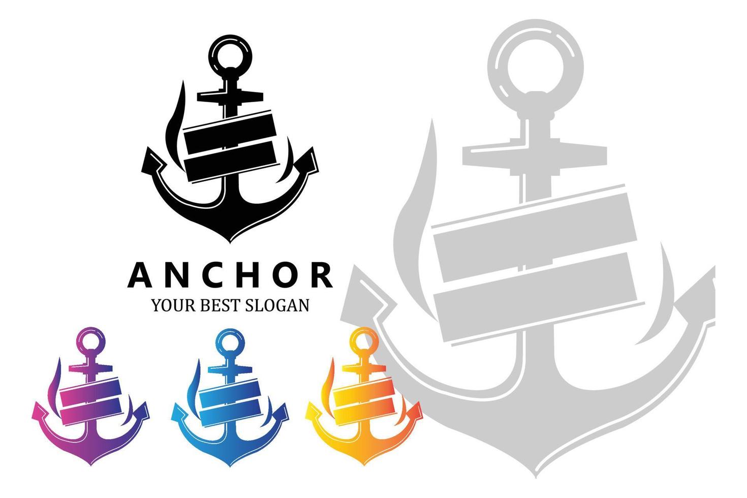 schip anker logo pictogram vector, haven, retro ontwerp illustratie vector