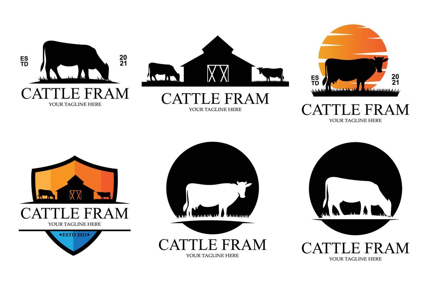 angus gras koe kasteel logo pictogram vector met schild premium kwaliteit