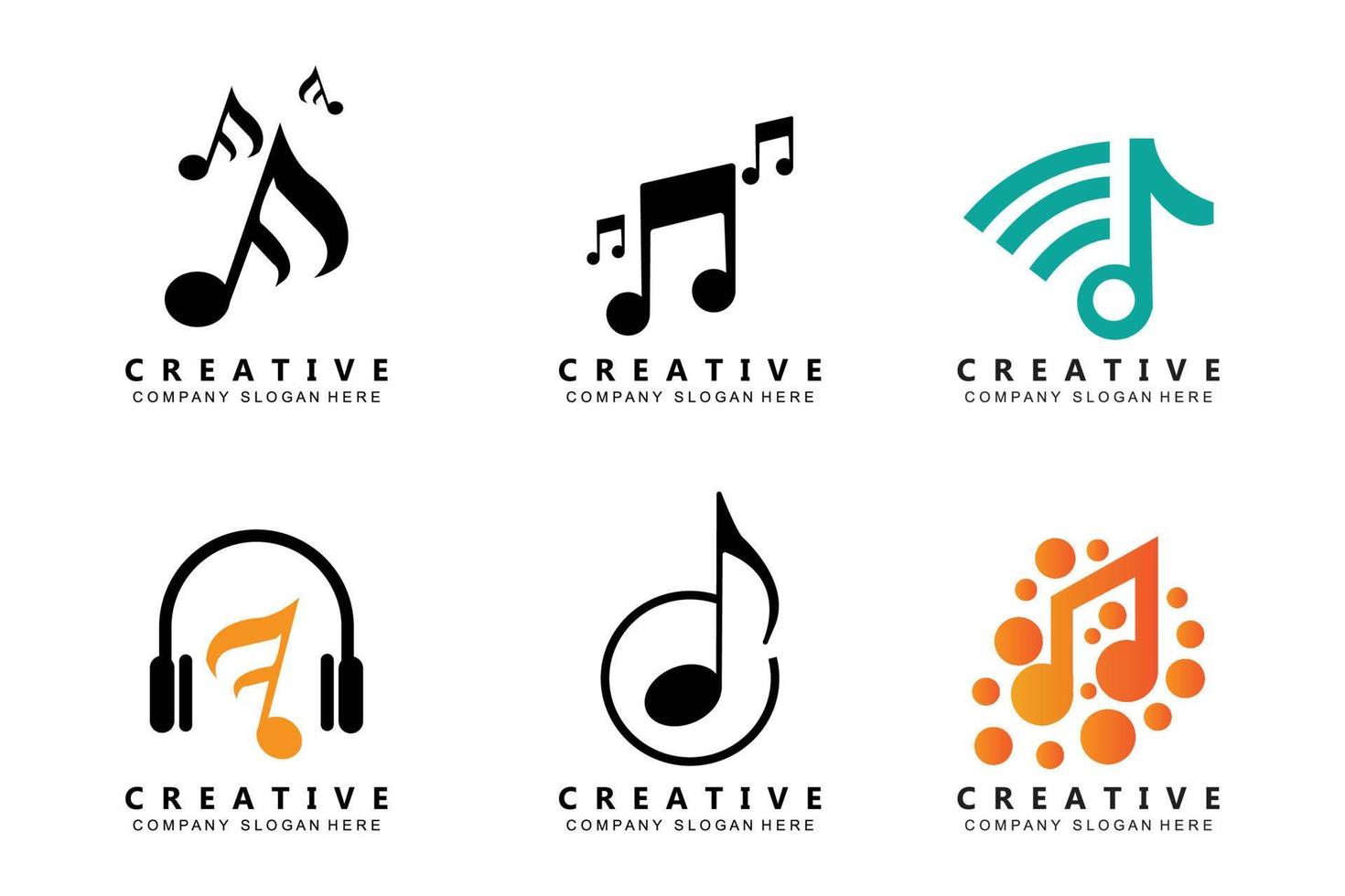 muzieknoot logo ontwerp, lied toon illustratie vector