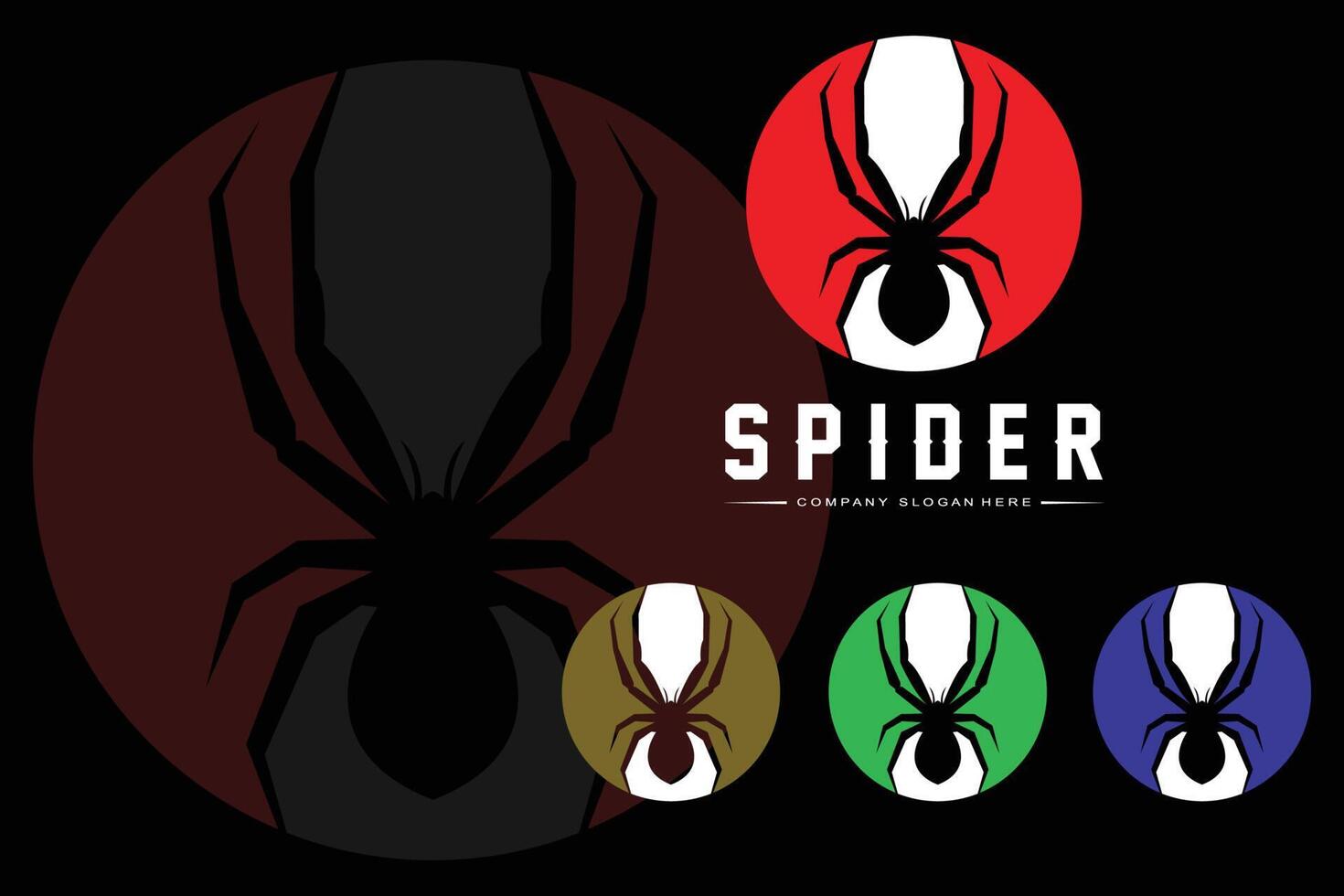 spin en spinnenweb logo vector iconen, dieren die nesten maken, voor halloween, kostuums