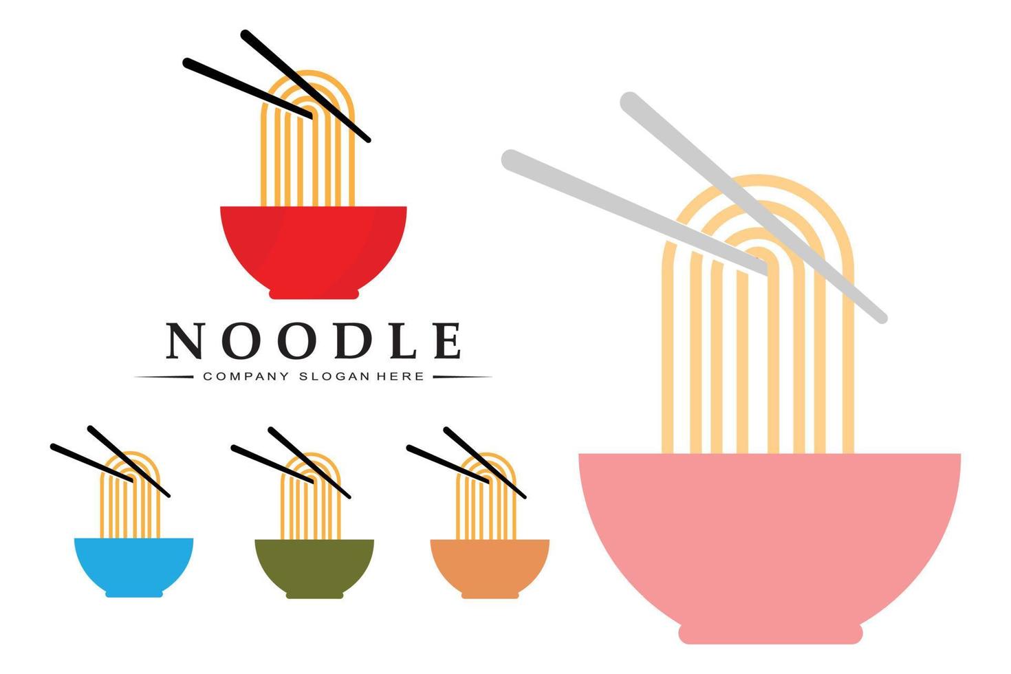 een verzameling noedellogo-inspiratie. Chinees eten en kom ontwerpsjabloon. retro concept illustratie vector