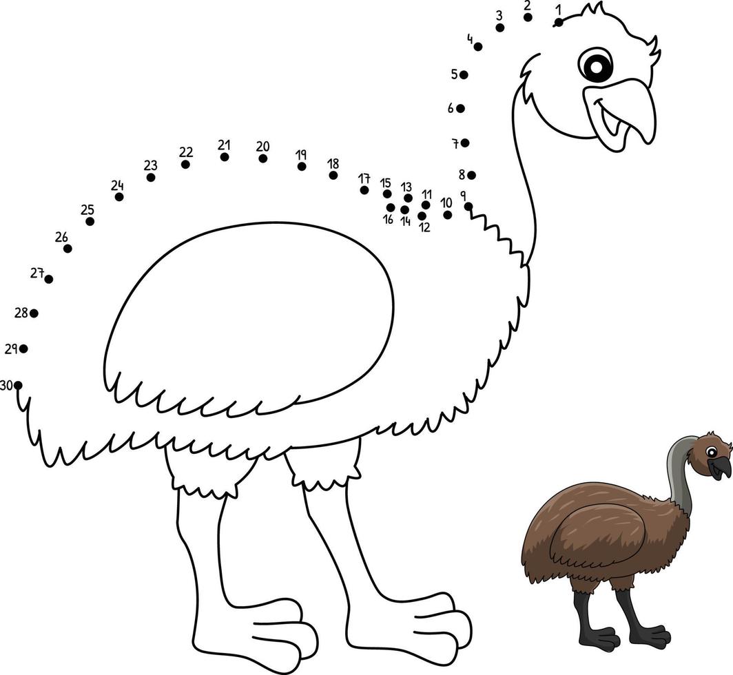 van punt naar punt emu dier kleurplaat voor kinderen vector