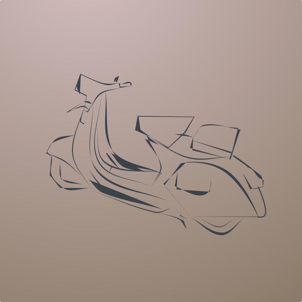 lijn kunst vespa met gradiënt achtergrond. vector