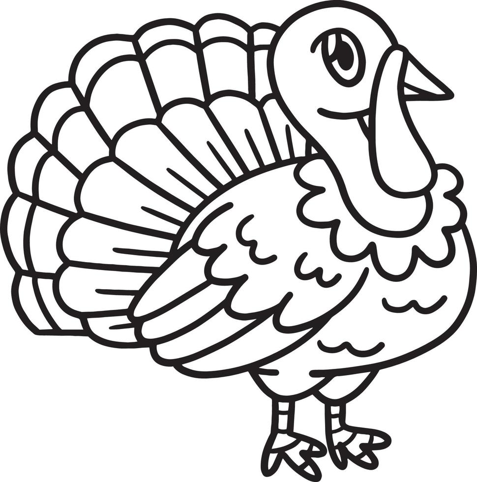 Thanksgiving kalkoen geïsoleerd kleurplaat vector