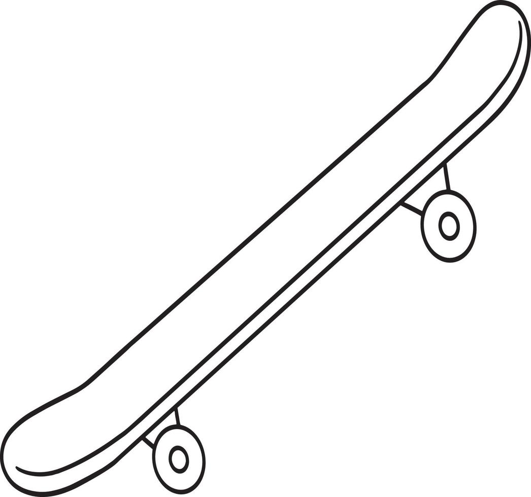 skateboard geïsoleerde kleurplaat voor kinderen vector