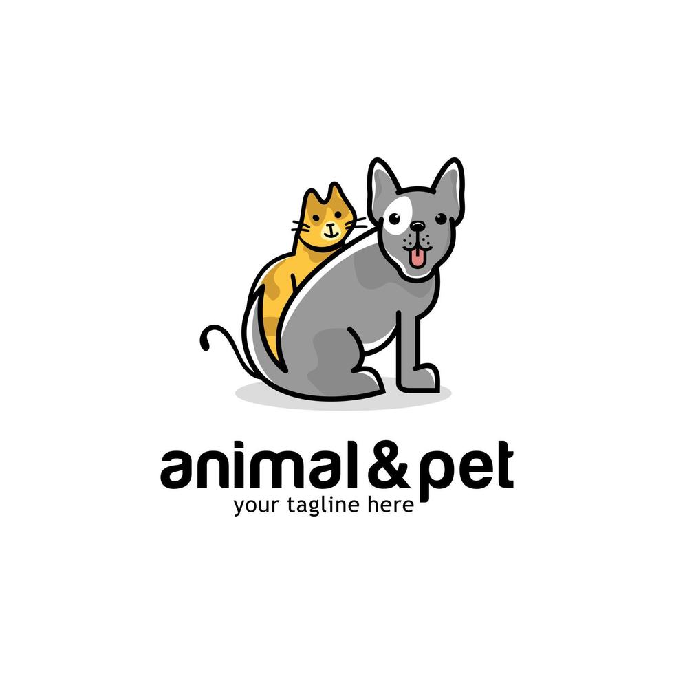 kat en hond logo ontwerpsjabloon vector