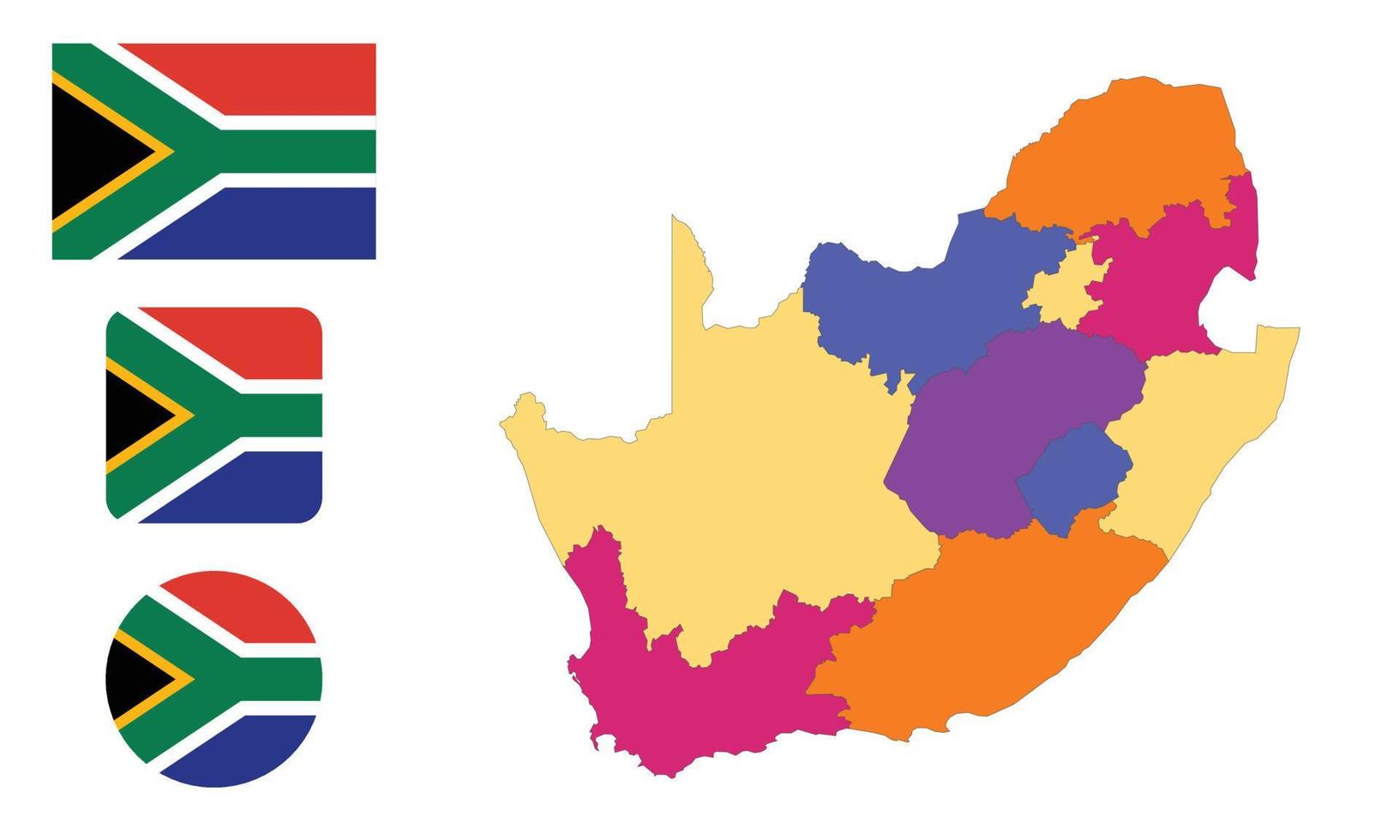 kaart en vlag van Zuid-Afrika vector
