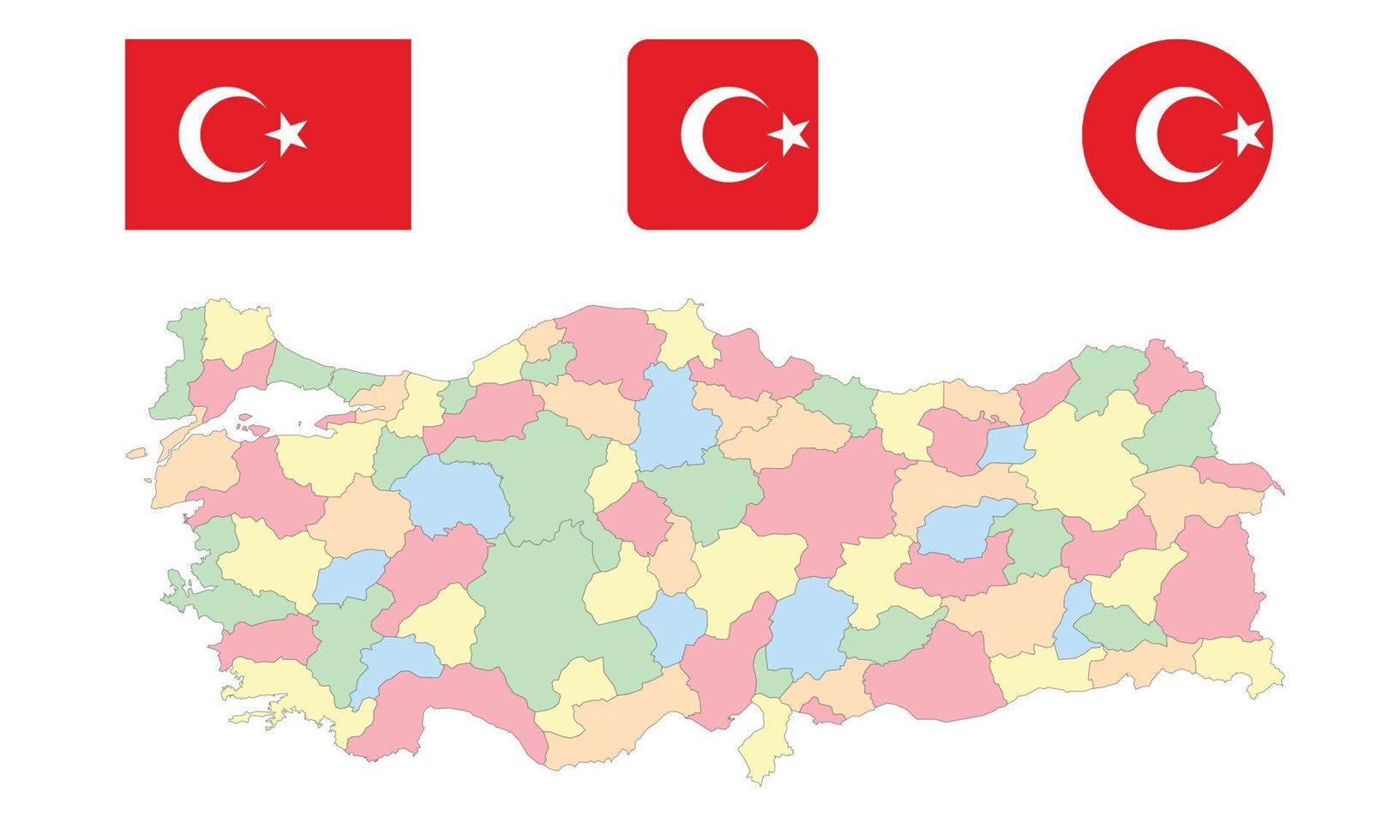 kaart en vlag van turkije vector