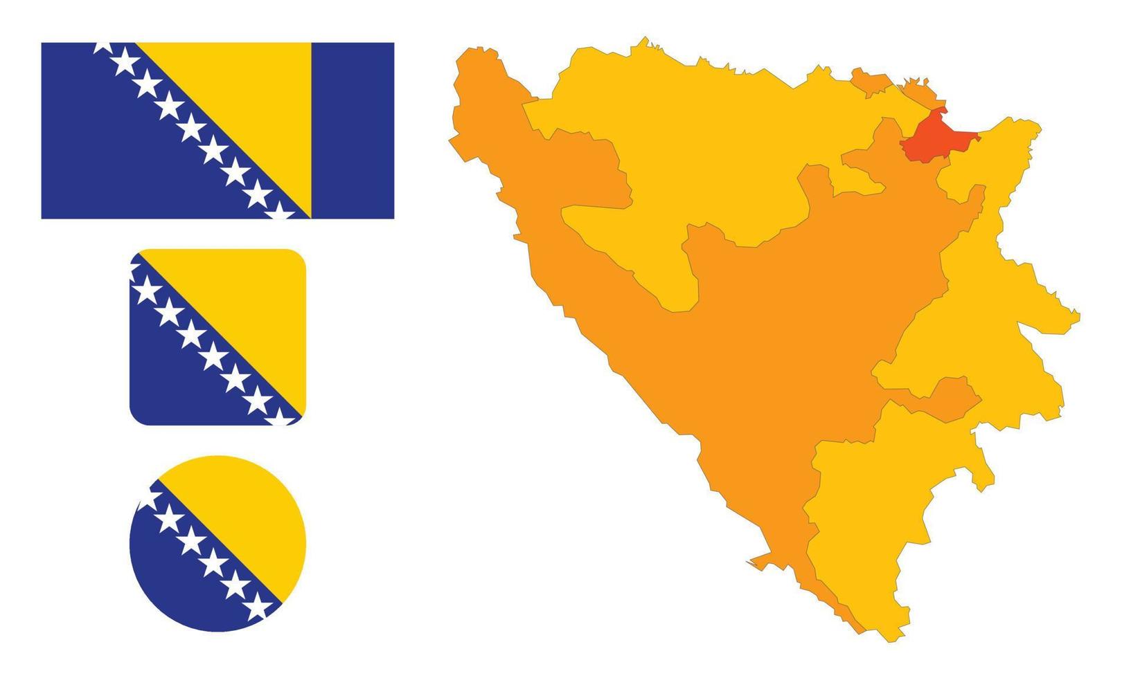 kaart en vlag van bosnië en herzegovina vector