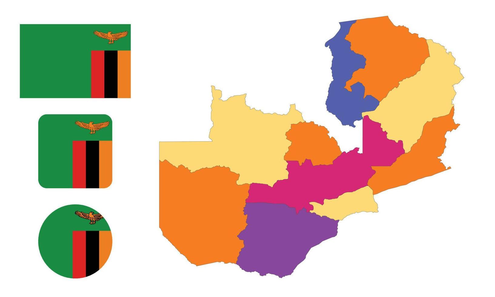 kaart en vlag van zambia vector