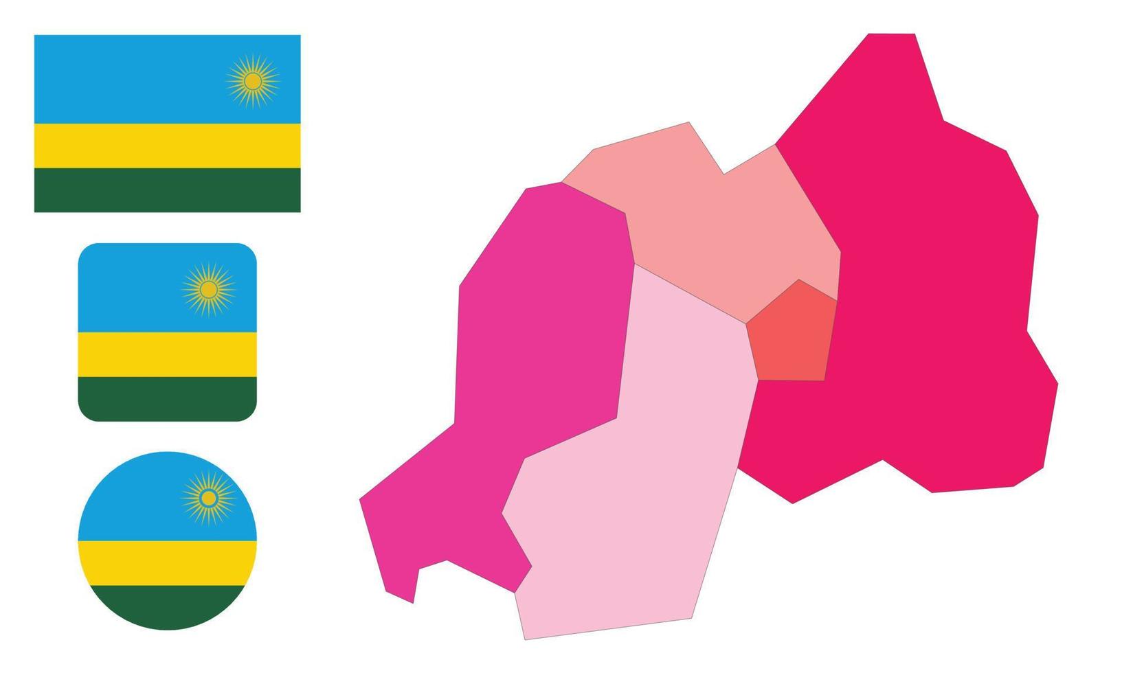 kaart en vlag van rwanda vector