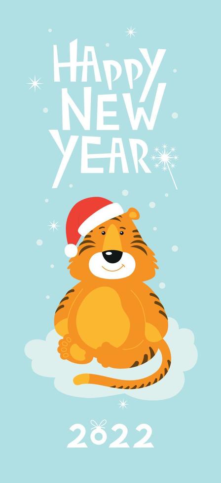 gelukkig nieuwjaar wenskaart. tijger symbool van het nieuwe jaar 2022. vector. vector