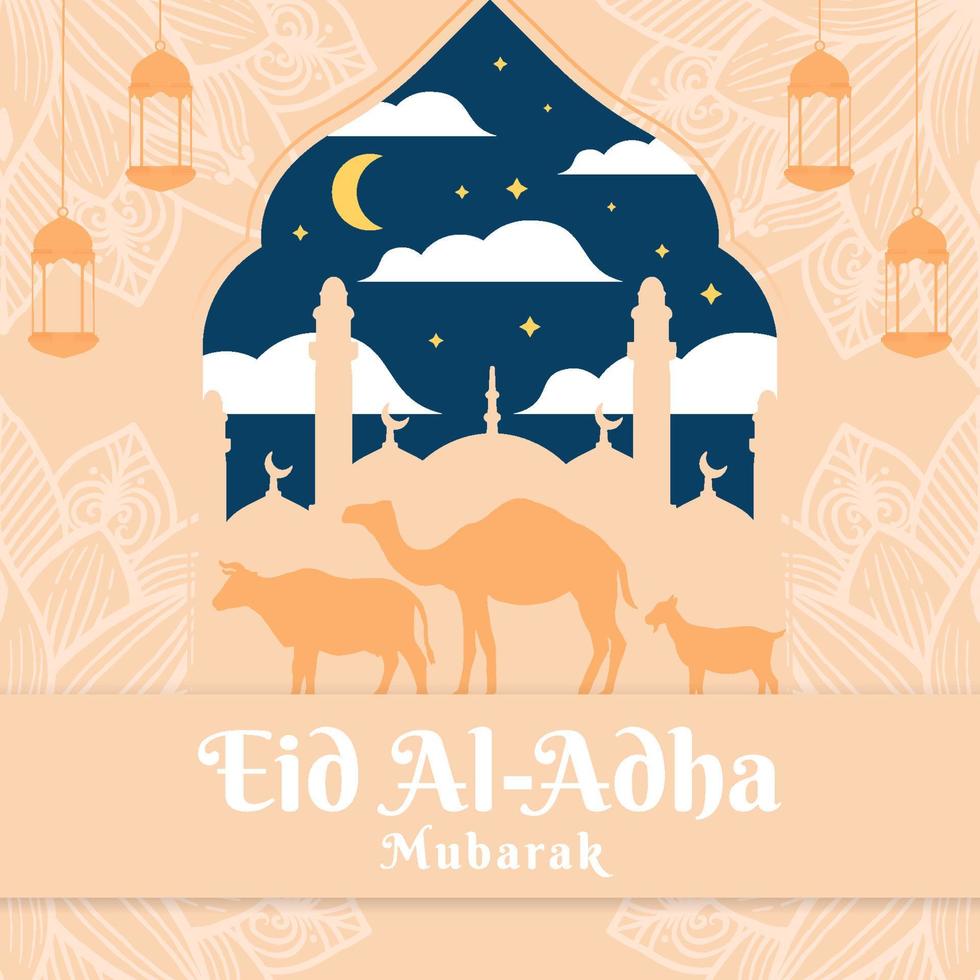 eid al adha mubarak illustratie in plat ontwerp vector