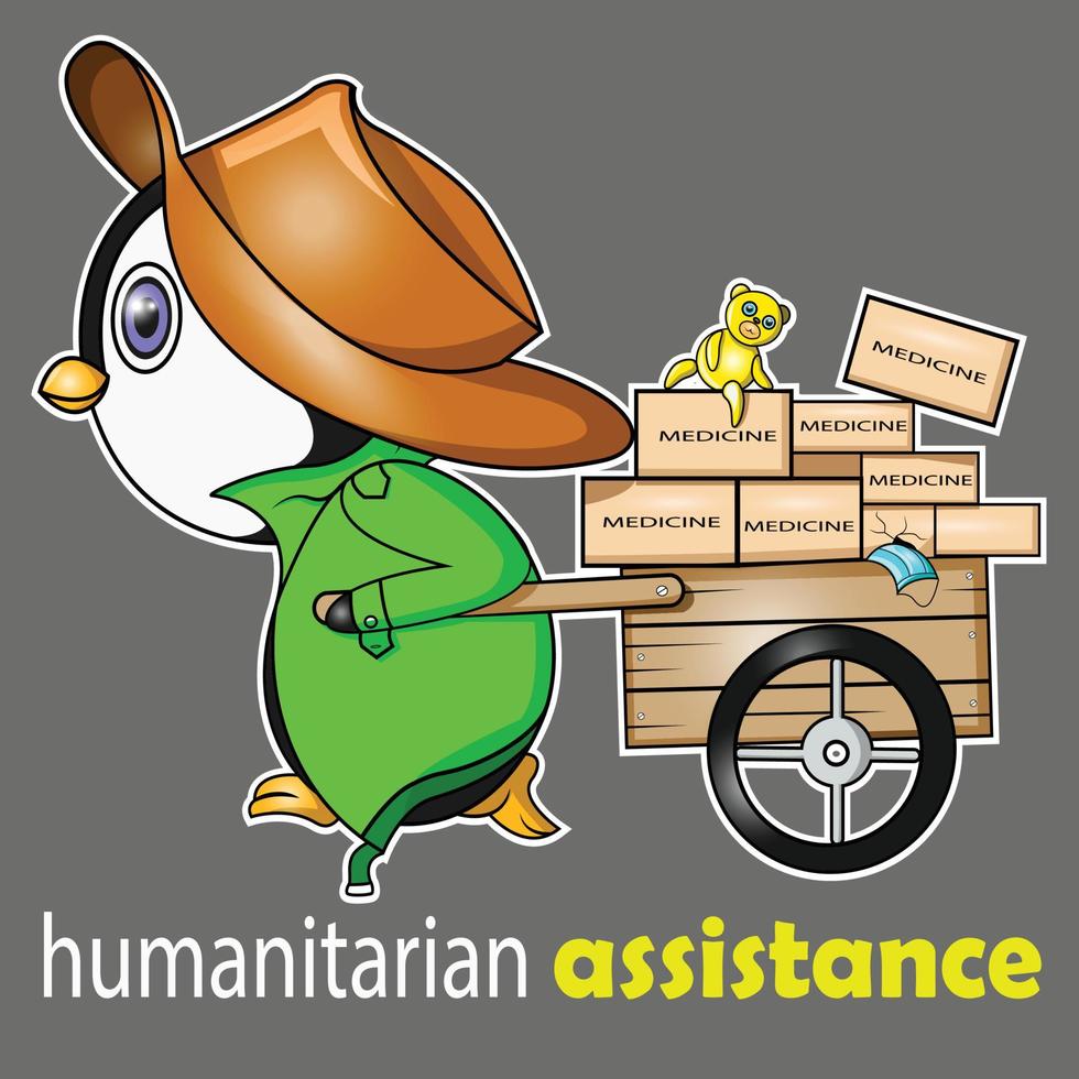 een pinguïn stuurt een humanitaire vector