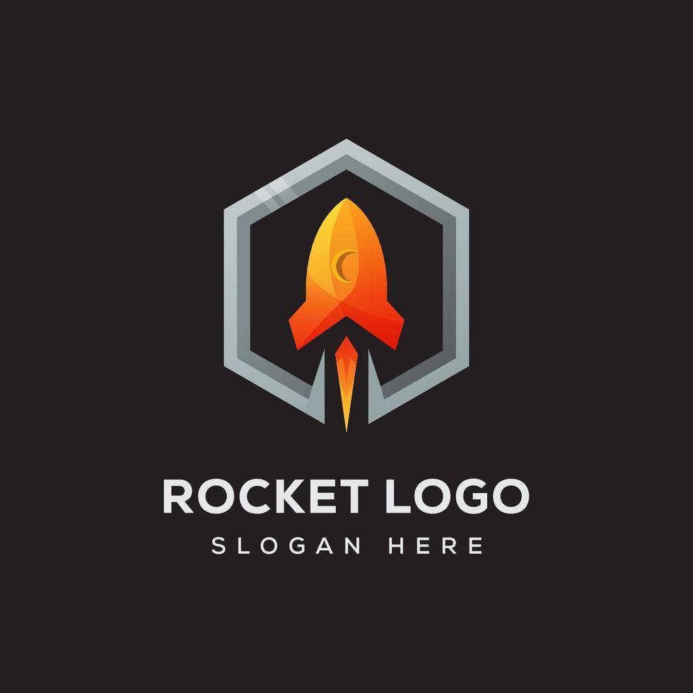 zeshoek raket logo vector sjabloon