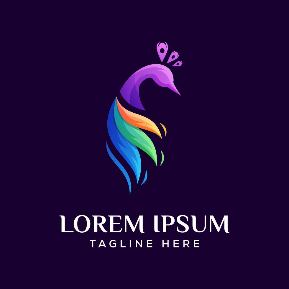 schoonheid pauw, kleurrijke pauw logo premium vector
