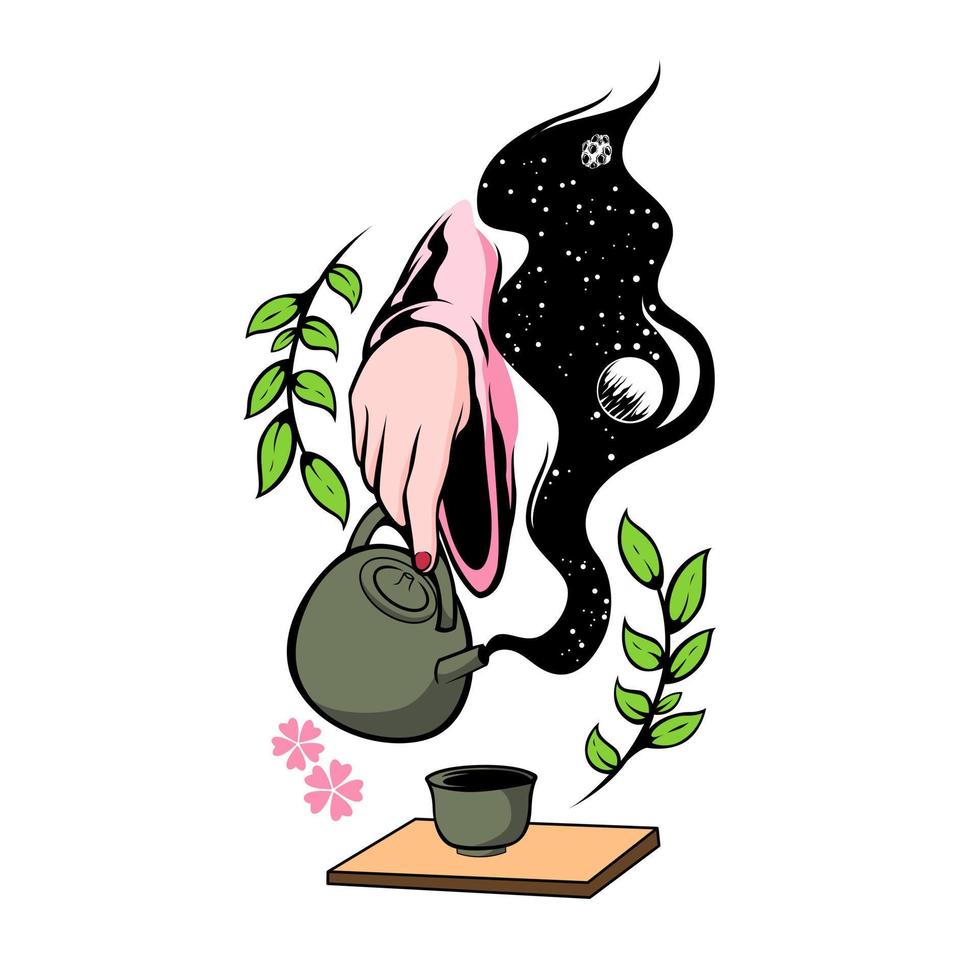 illustratie van een traditionele Japanse theeceremonie vector