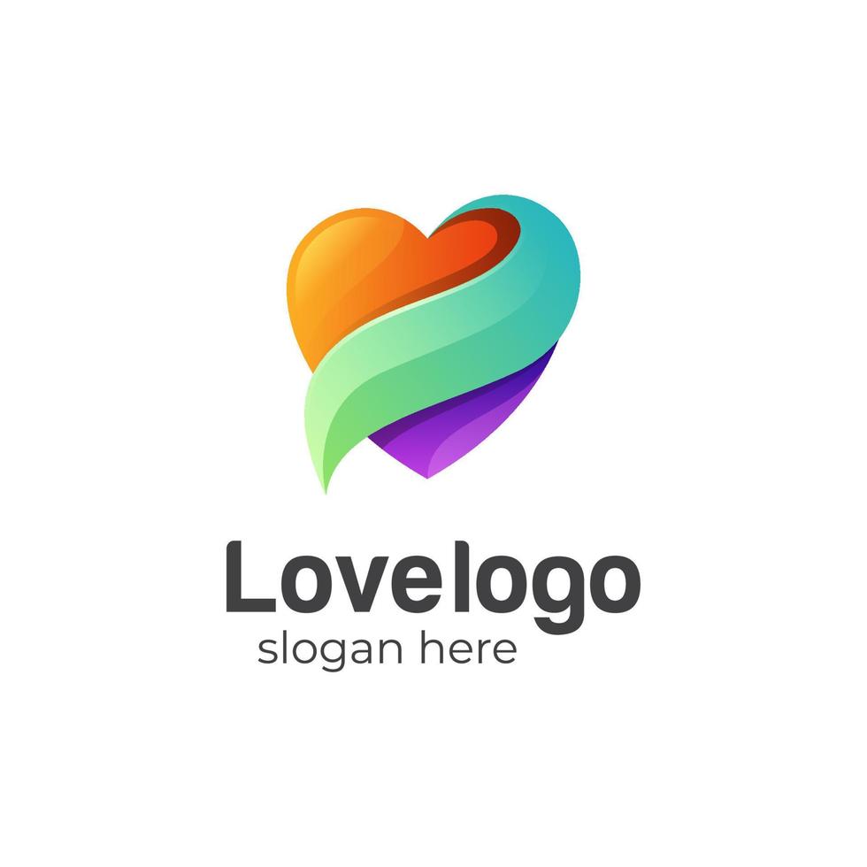 kleurrijke liefde logo ontwerp illustratie vector symbool pictogram ontwerp