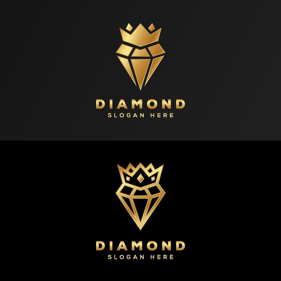 luxe koninklijke diamanten gouden logo premium vector