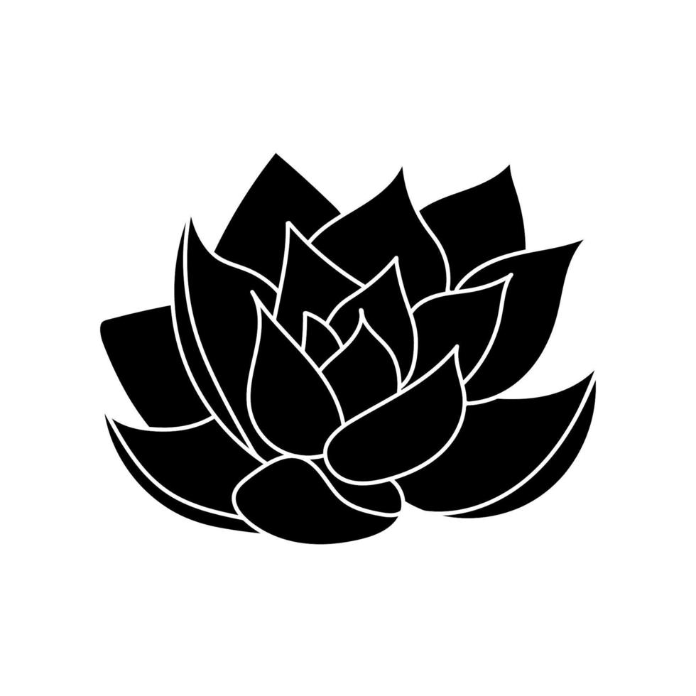 sappige echeveria in eenvoudige stijl, vectorillustratie. woestijnbloem voor print en design. silhouet Mexicaanse plant, grafisch geïsoleerd element op een witte achtergrond. kamerplant voor decor interieur vector