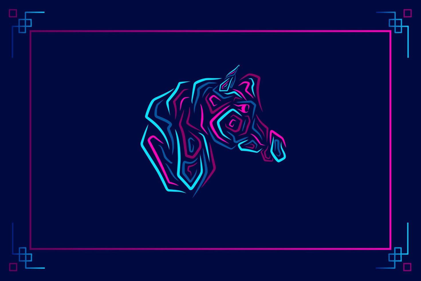 paard logo lijn neon kunst portret kleurrijk ontwerp met donkere achtergrond. abstracte vectorillustratie vector