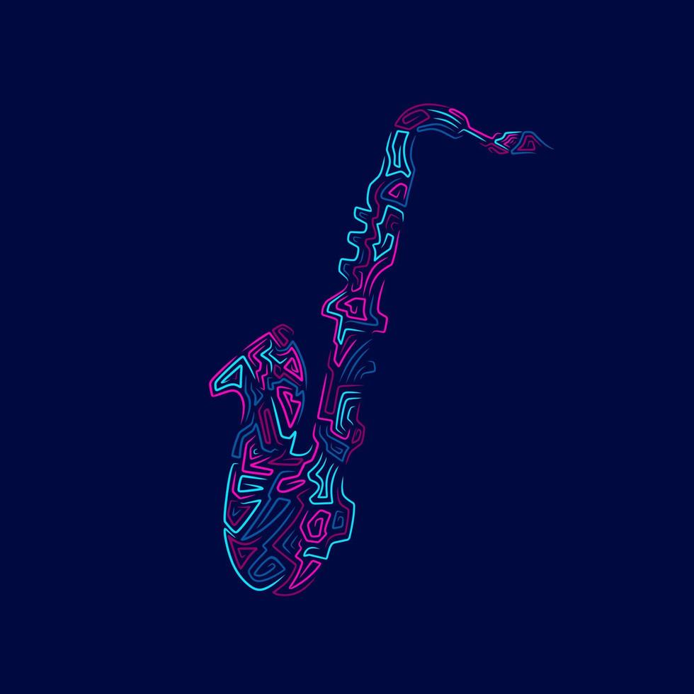 saxofoon lijn kunst kleurrijke logo ontwerp. abstracte vectorillustratie. vector