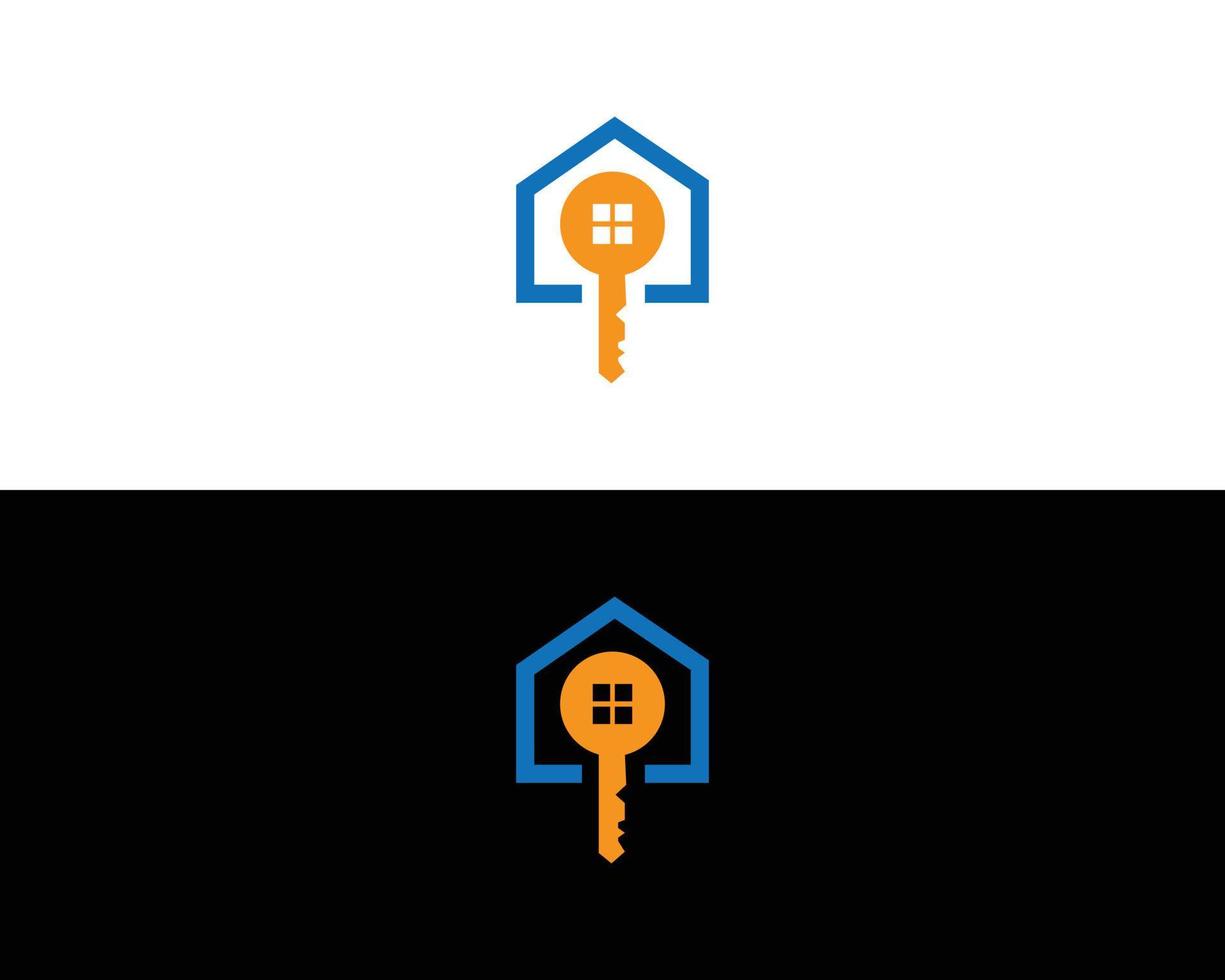 sleutel onroerend goed logo, sleutel en huis pictogram combinatie ontwerp sjabloon vectorillustratie. vector