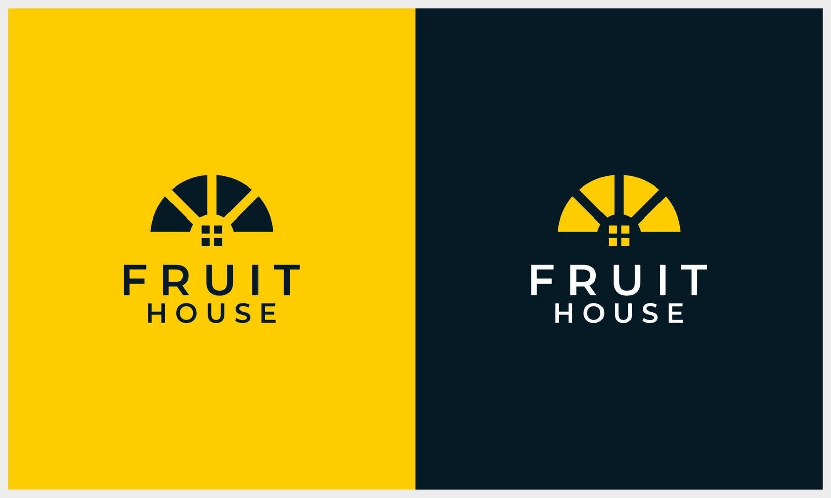 eenvoudig citroenfruit met huis- of huissymboollogosjabloon vector