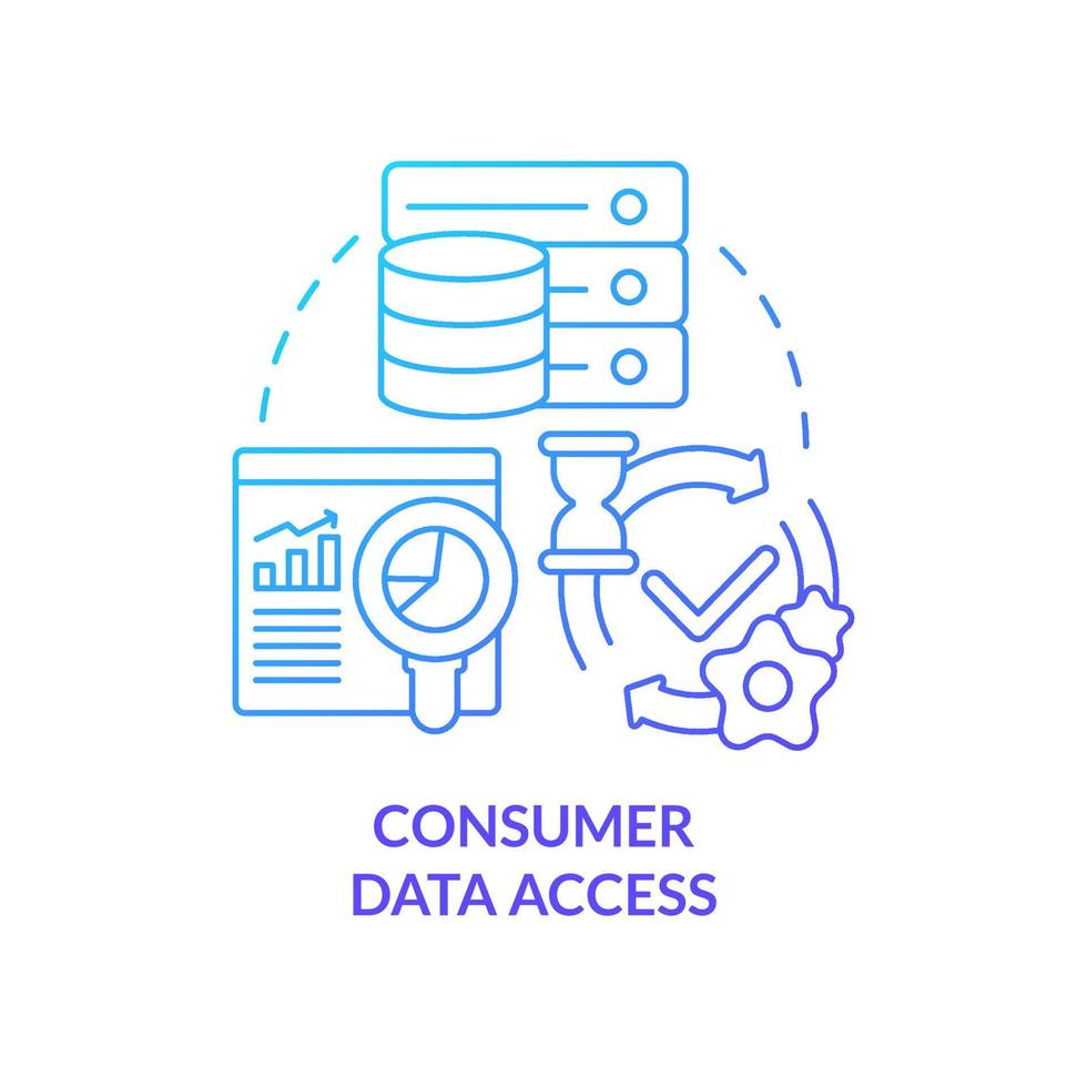 consumentengegevens toegang blauw kleurverloop concept icoon. medische management problemen abstracte idee dunne lijn illustratie. verzoeken om patiëntgegevens. geïsoleerde overzichtstekening. vector