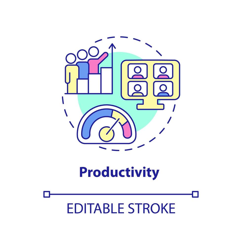 productiviteit concept icoon. virtueel kantoor. voordeel van online samenwerking abstracte idee dunne lijn illustratie. geïsoleerde overzichtstekening. bewerkbare streek. vector