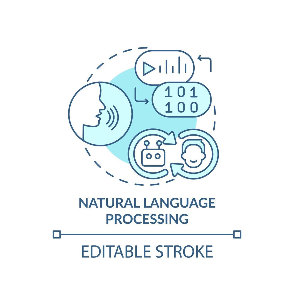 natuurlijke taalverwerking turquoise concept icoon. gebied van machine learning abstracte idee dunne lijn illustratie. geïsoleerde overzichtstekening. bewerkbare streek. vector