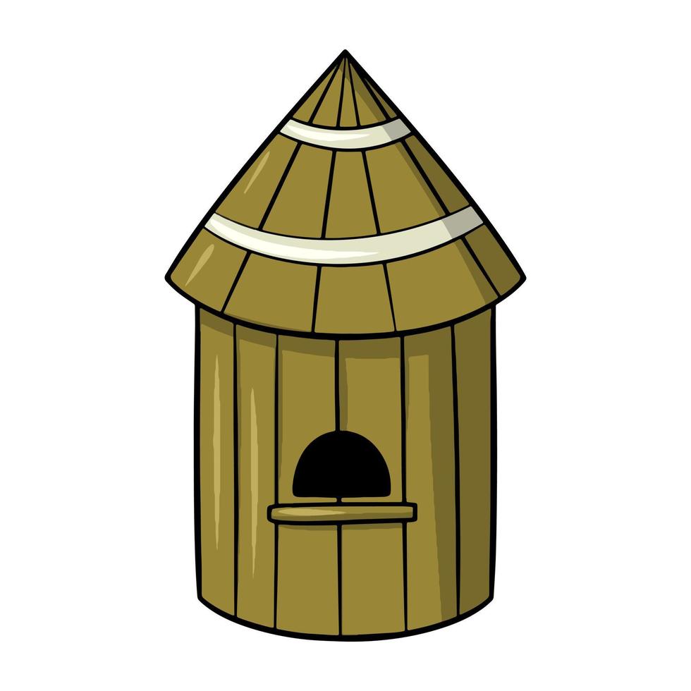 houten huis voor bijen, honingverzameling, vectorillustratie in cartoonstijl op een witte achtergrond vector