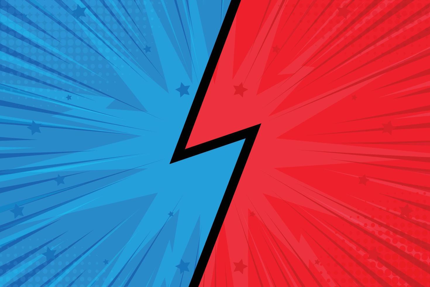 vector versus letters vechten rode en blauwe achtergrond in stripstijl.