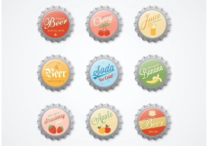 Gratis Vector Bier En Sappen Bottle Caps