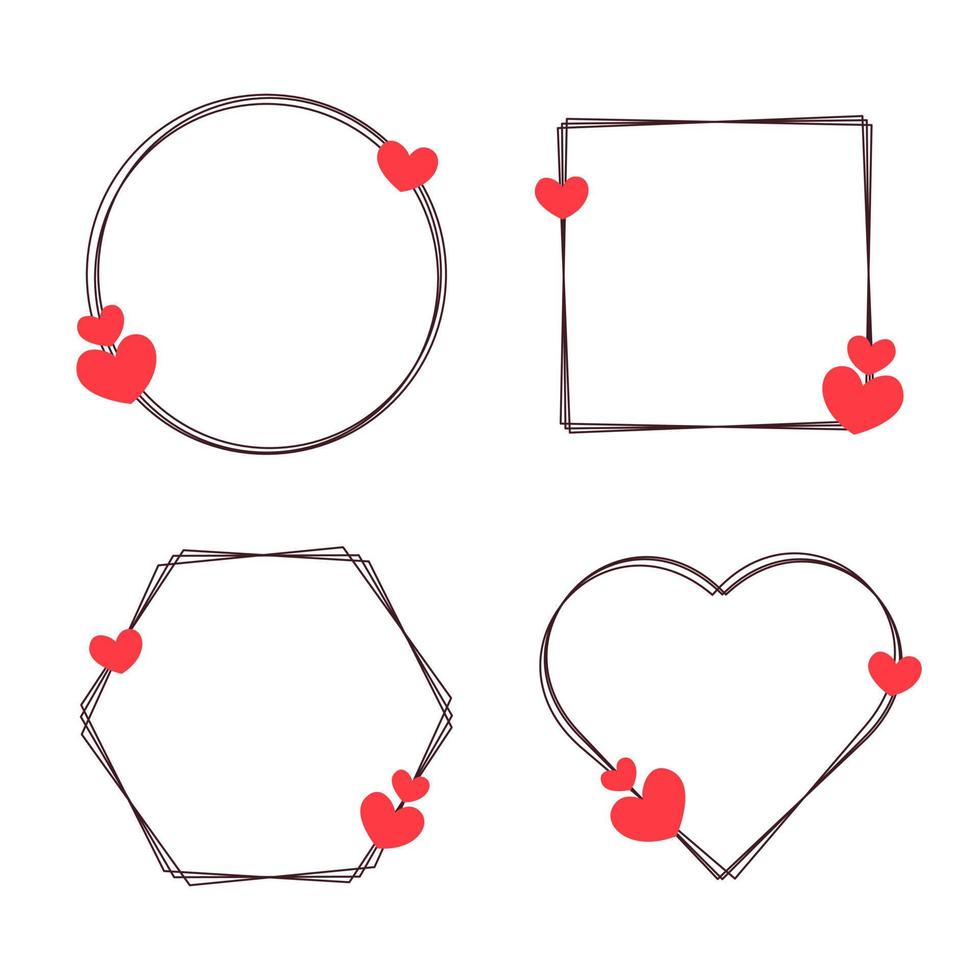 set vectorframes met hartjes vector