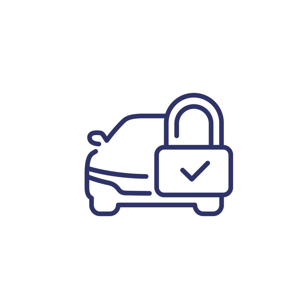 auto alarm of bescherming lijn icoon met slot vector