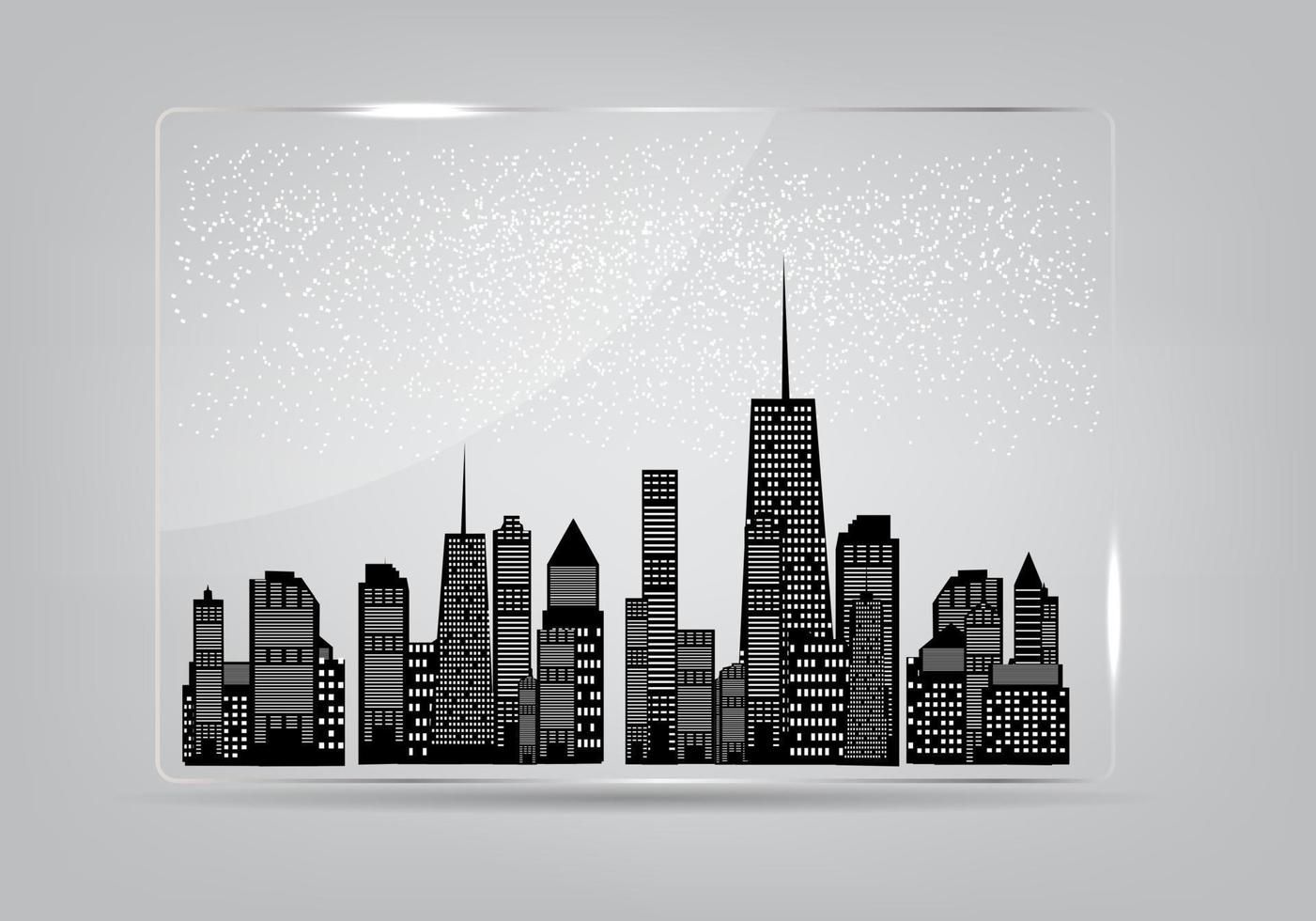 glazen frame met de stad op de achtergrond. vectorillustratie. vector