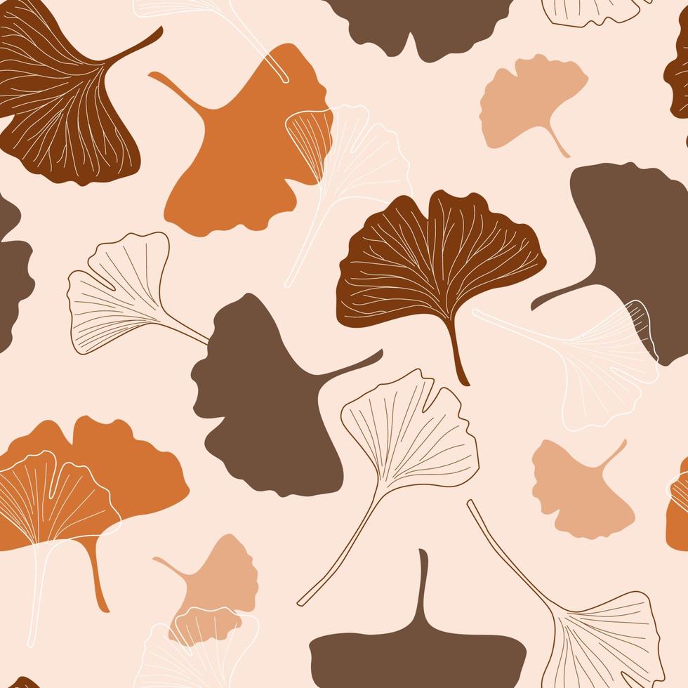 naadloos patroon met ginkgo biloba-bladeren. plant natuurlijke afdrukken. vectorafbeeldingen. vector