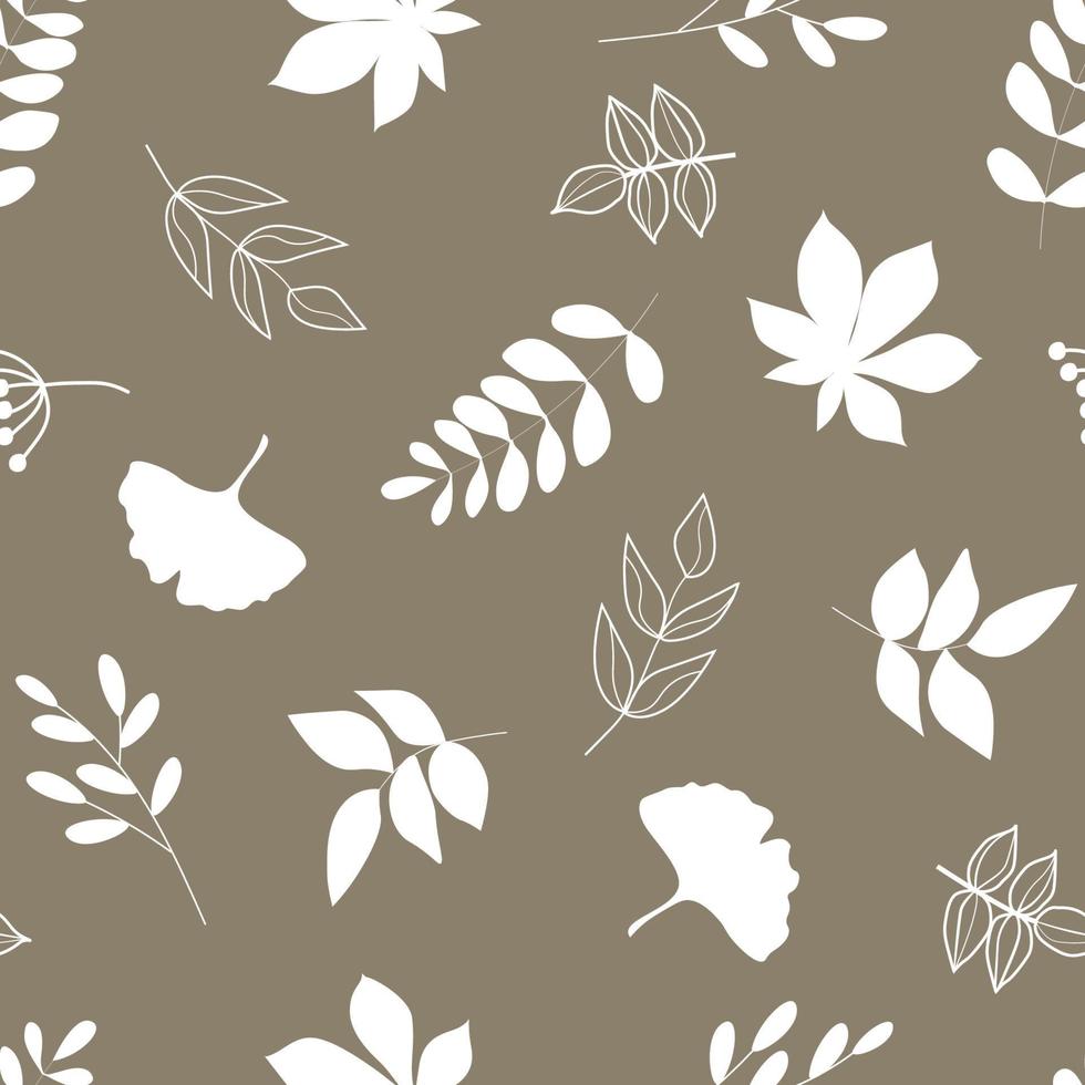 naadloos patroon met bladsilhouetten. plant natuurlijke afdrukken. vectorafbeeldingen. vector