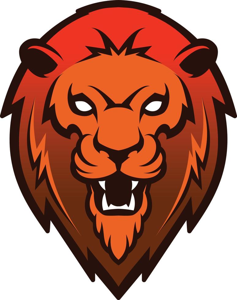 brullende leeuwenkop mascotte. etiket, logo. geïsoleerd op witte achtergrond vector